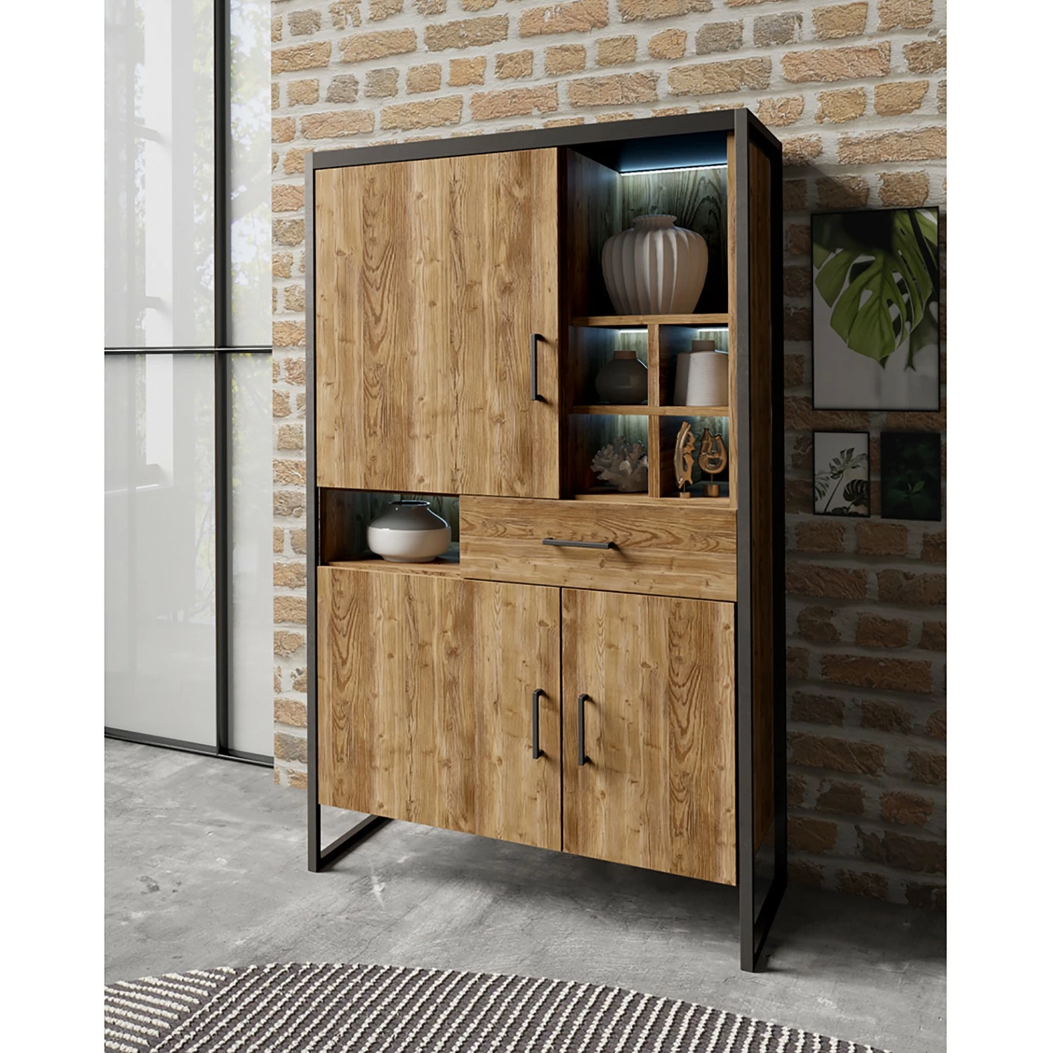 Red Living Regal Turriers II - Fichte Dekor / Matt Schwarz 2 Red Living Regal Turriers II - Fichte Dekor / Matt Schwarz – Bild 2