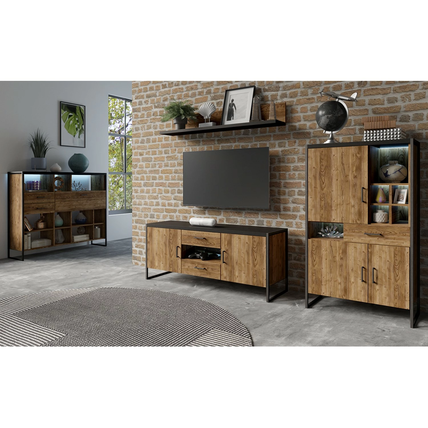 Red Living Regal Turriers II - Fichte Dekor / Matt Schwarz 4 Red Living Regal Turriers II - Fichte Dekor / Matt Schwarz – Bild 4