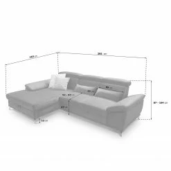 Loftscape Ecksofa Tamaris I - Cord - Cordstoff Inbal: Grau - Longchair davorstehend links - Mit Schlaffunktion -Wohnzimmermöbel boutique en ligne 1000248816 210512 18204200012 SKETCH DETAILS P000000001000248816 sketch