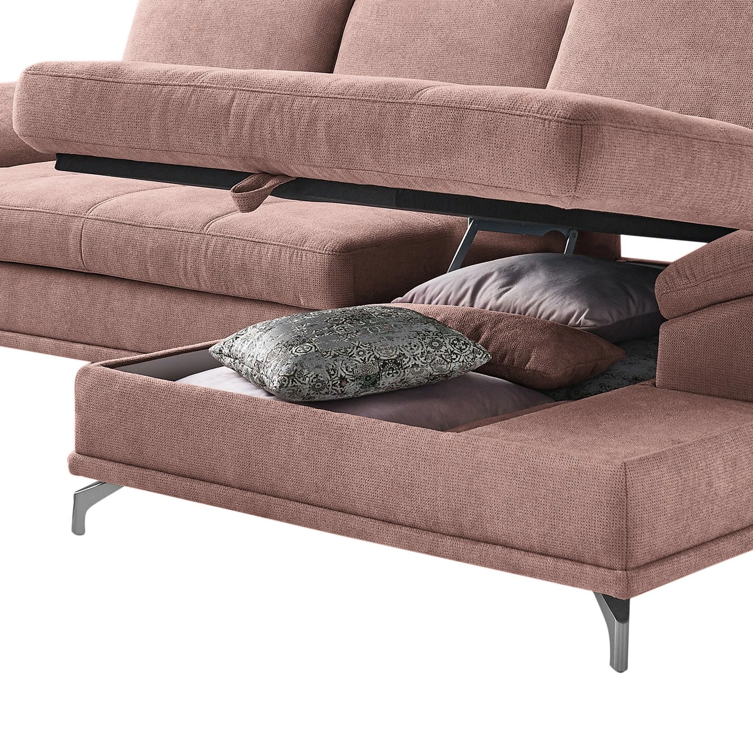 Loftscape Ecksofa Odenas - Webstoff - Webstoff Palila: Mauve - Longchair davorstehend rechts - Mit Schlaffunktion 11 Loftscape Ecksofa Odenas - Webstoff - Webstoff Palila: Mauve - Longchair davorstehend rechts - Mit Schlaffunktion – Bild 11