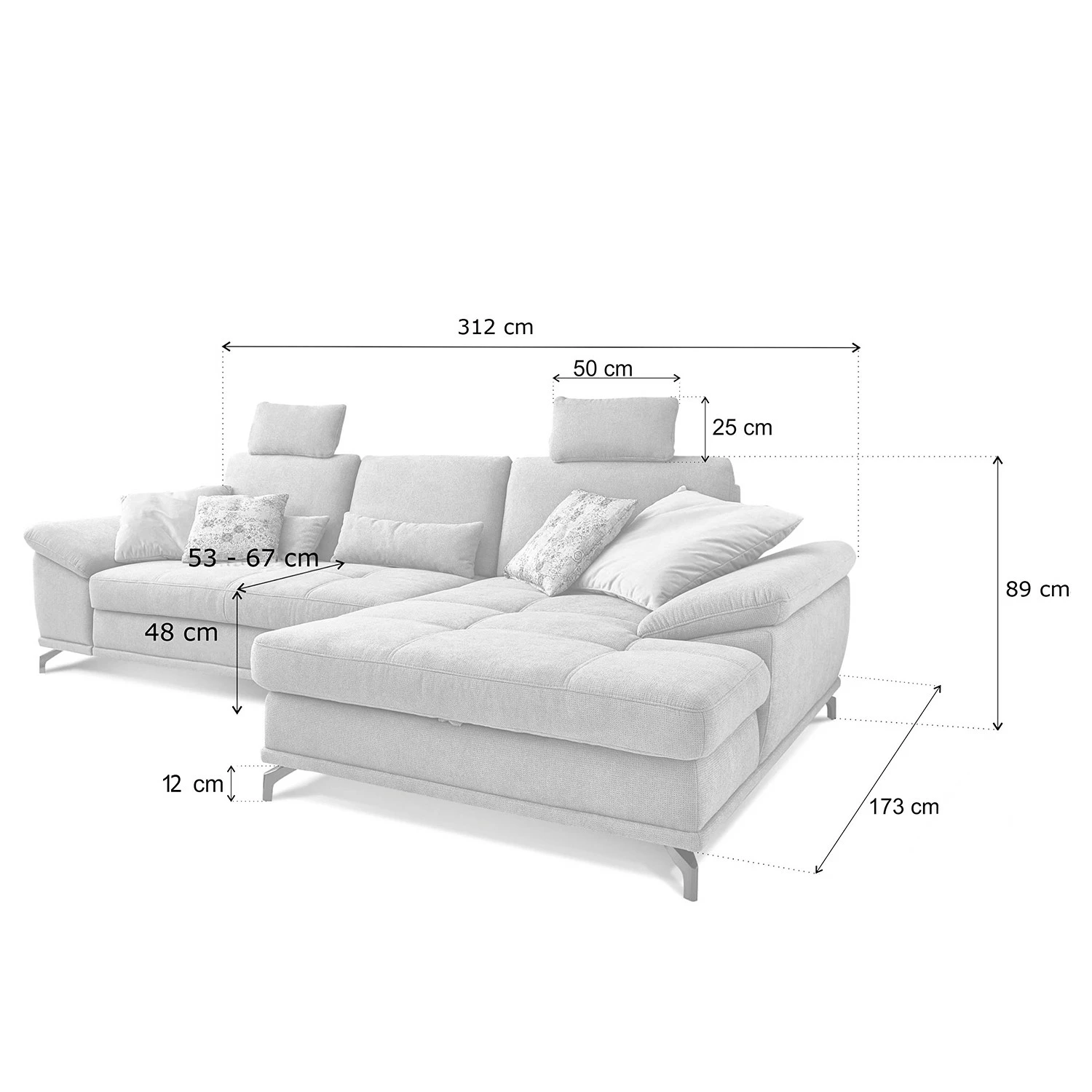 Loftscape Ecksofa Odenas - Webstoff - Webstoff Palila: Mauve - Longchair davorstehend rechts - Mit Schlaffunktion 14 Loftscape Ecksofa Odenas - Webstoff - Webstoff Palila: Mauve - Longchair davorstehend rechts - Mit Schlaffunktion – Bild 14