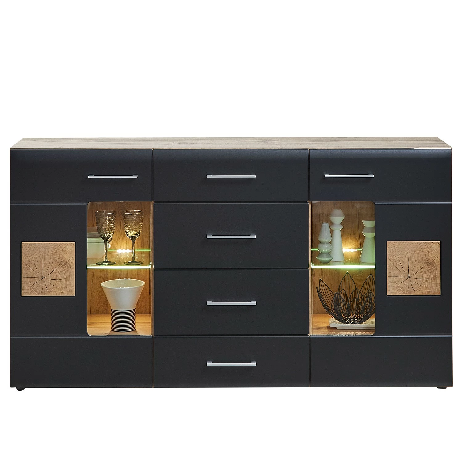Loftscape Sideboard Belloc - Inkl. Beleuchtung - Matt Schwarz / Eiche Dekor 1 Loftscape Sideboard Belloc - Inkl. Beleuchtung - Matt Schwarz / Eiche Dekor