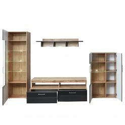 Loftscape Wohnwand Belloc (4-teilig) - Inkl. Beleuchtung - Matt Schwarz / Eiche Dekor 9 Loftscape Wohnwand Belloc (4-teilig) - Inkl. Beleuchtung - Matt Schwarz / Eiche Dekor -Wohnzimmermöbel boutique en ligne 1000249582 210302 14413400070 DETAILS P000000001000249582