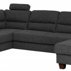 Fredriks Wohnlandschaft Valines - Webstoff - Webstoff Kona: Schwarz - Longchair davorstehend rechts / Ottomane links - Mit Schlaffunktion - Mit Kopfstütze -Wohnzimmermöbel boutique en ligne 1000249830 210415 15451000170 DETAILS P000000001000249830