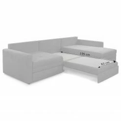 Loftscape Ecksofa Guillac - Webstoff - Webstoff Palila: Fango - Longchair davorstehend rechts - Mit Schlaffunktion -Wohnzimmermöbel boutique en ligne 1000253868 210419 15175601261 SKETCH DETAILS P000000001000253868 sketch