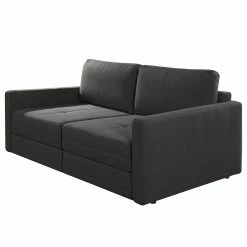 Loftscape Sofa Guillac (2-Sitzer) - Flachgewebe - Flachgewebe Gila: Anthrazit - Mit Schlaffunktion