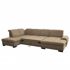 Loftscape Wohnlandschaft Boussay - Flachgewebe - Flachgewebe Olea: Taupe - Longchair davorstehend rechts / Ottomane links - Mit Schlaffunktion -Wohnzimmermöbel boutique en ligne 1000253927 210419 15254901811 DETAILS P000000001000253927