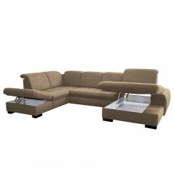 Loftscape Wohnlandschaft Boussay - Flachgewebe - Flachgewebe Olea: Taupe - Longchair davorstehend rechts / Ottomane links - Mit Schlaffunktion -Wohnzimmermöbel boutique en ligne 1000253927 210419 15255001812 DETAILS P000000001000253927