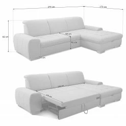 Loftscape Ecksofa Boussay - Webstoff - Webstoff Neli: Grau - Longchair davorstehend rechts - Mit Schlaffunktion -Wohnzimmermöbel boutique en ligne 1000253938 210419 15273801939 SKETCH DETAILS P000000001000253938 sketch