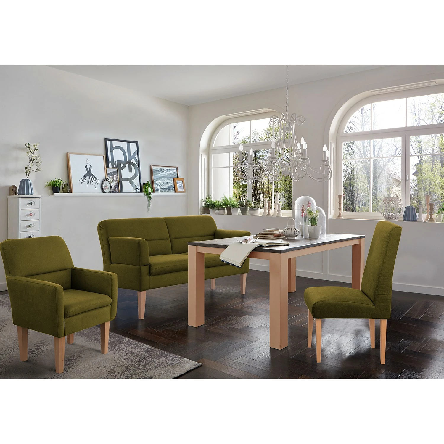 Loftscape Sofa Juillac (2,5-Sitzer) - Flachgewebe - Flachgewebe Olea: Olivgrün 2 Loftscape Sofa Juillac (2,5-Sitzer) - Flachgewebe - Flachgewebe Olea: Olivgrün – Bild 2