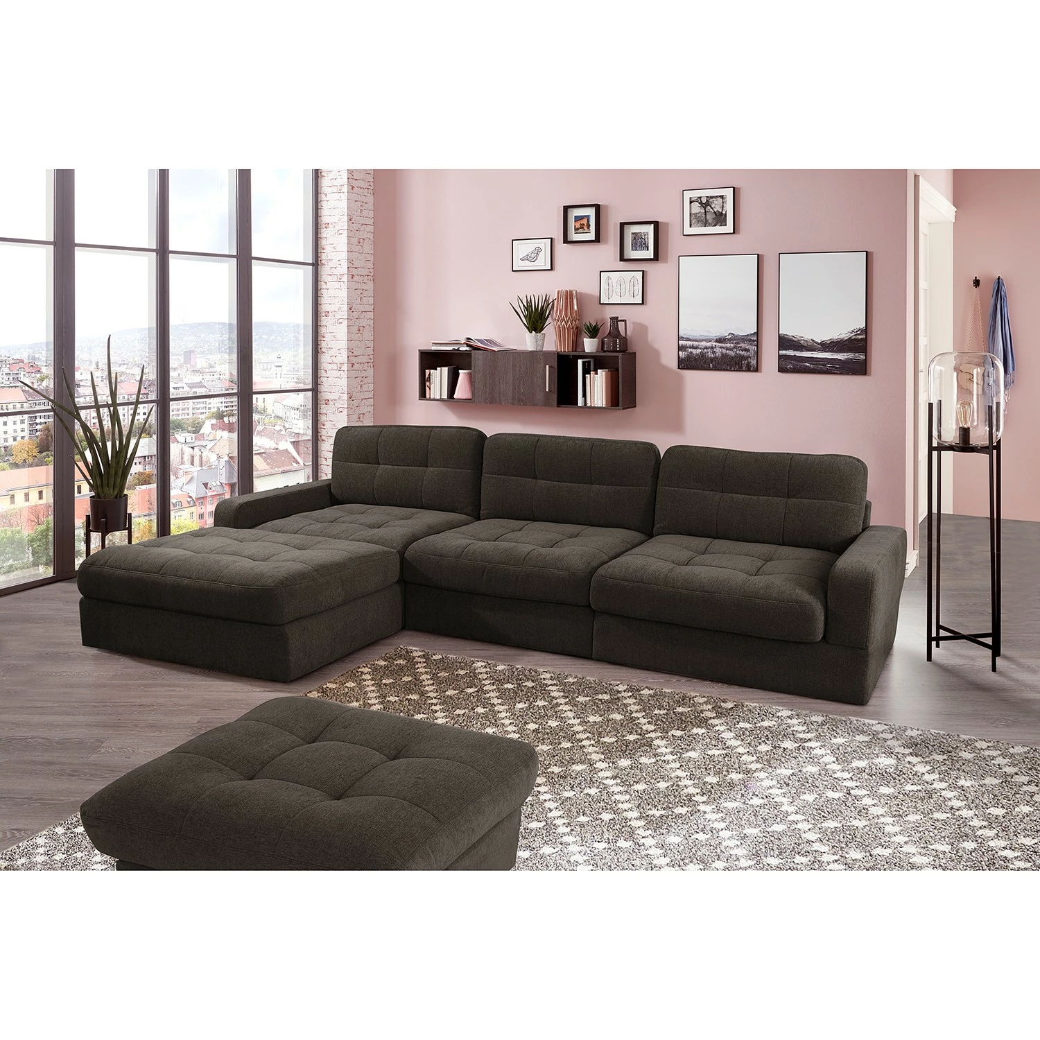 Fredriks Ecksofa Montfort - Chenille - Chenille Alix: Espresso - Breite: 315 cm - Longchair davorstehend links 2 Fredriks Ecksofa Montfort - Chenille - Chenille Alix: Espresso - Breite: 315 cm - Longchair davorstehend links – Bild 2