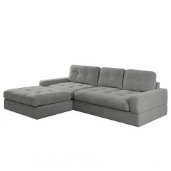 Fredriks Ecksofa Montfort - Chenille - Chenille Alix: Grau - Breite: 263 cm - Longchair davorstehend links