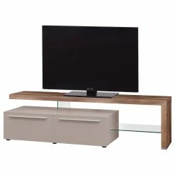 GWINNER TV-Lowboard Bellano I - Echtholzfurnier - Matt Fango / Astnussbaum - Ausrichtung rechts - Ohne Beleuchtung