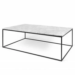 Temahome Couchtisch Gleam I - Marmor / Metall - Weiß / Schwarz - Breite: 120 cm