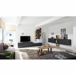 Loftscape Wohnwand Booster III (5-teilig) - Eiche Schwarz Dekor / Eiche Dekor -Wohnzimmermöbel boutique en ligne 1000255401 210413 11403400009 MOOD DETAILS P000000001000255401 mood