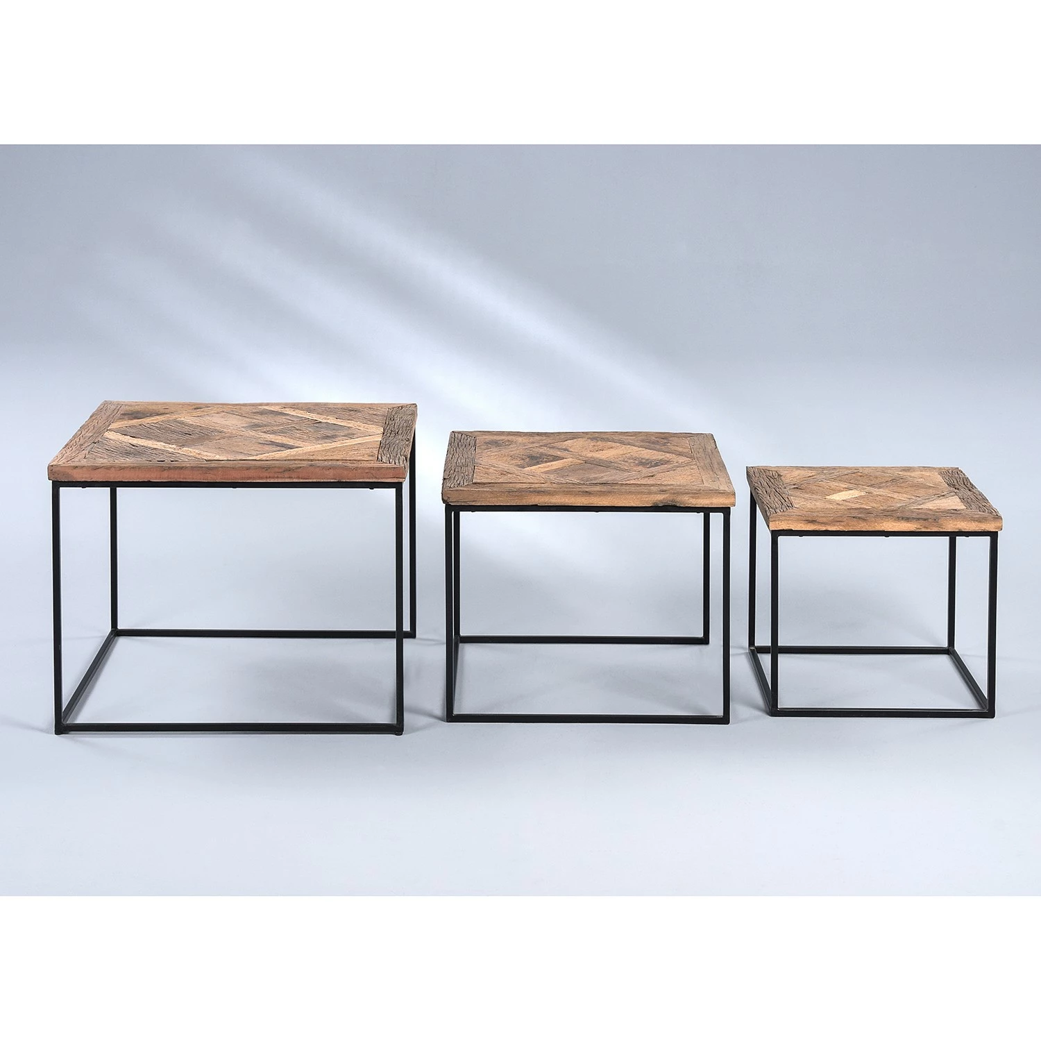 Red Living Couchtisch Le Meux II (3er-Set) - Altholz massiv / Metall - Braun / Schwarz 2 Red Living Couchtisch Le Meux II (3er-Set) - Altholz massiv / Metall - Braun / Schwarz – Bild 2