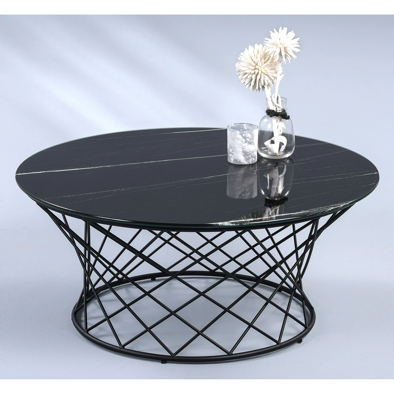 Loftscape Couchtisch La Cellette - Glas / Metall - Marmor Schwarz Dekor / Schwarz 2 Loftscape Couchtisch La Cellette - Glas / Metall - Marmor Schwarz Dekor / Schwarz – Bild 2