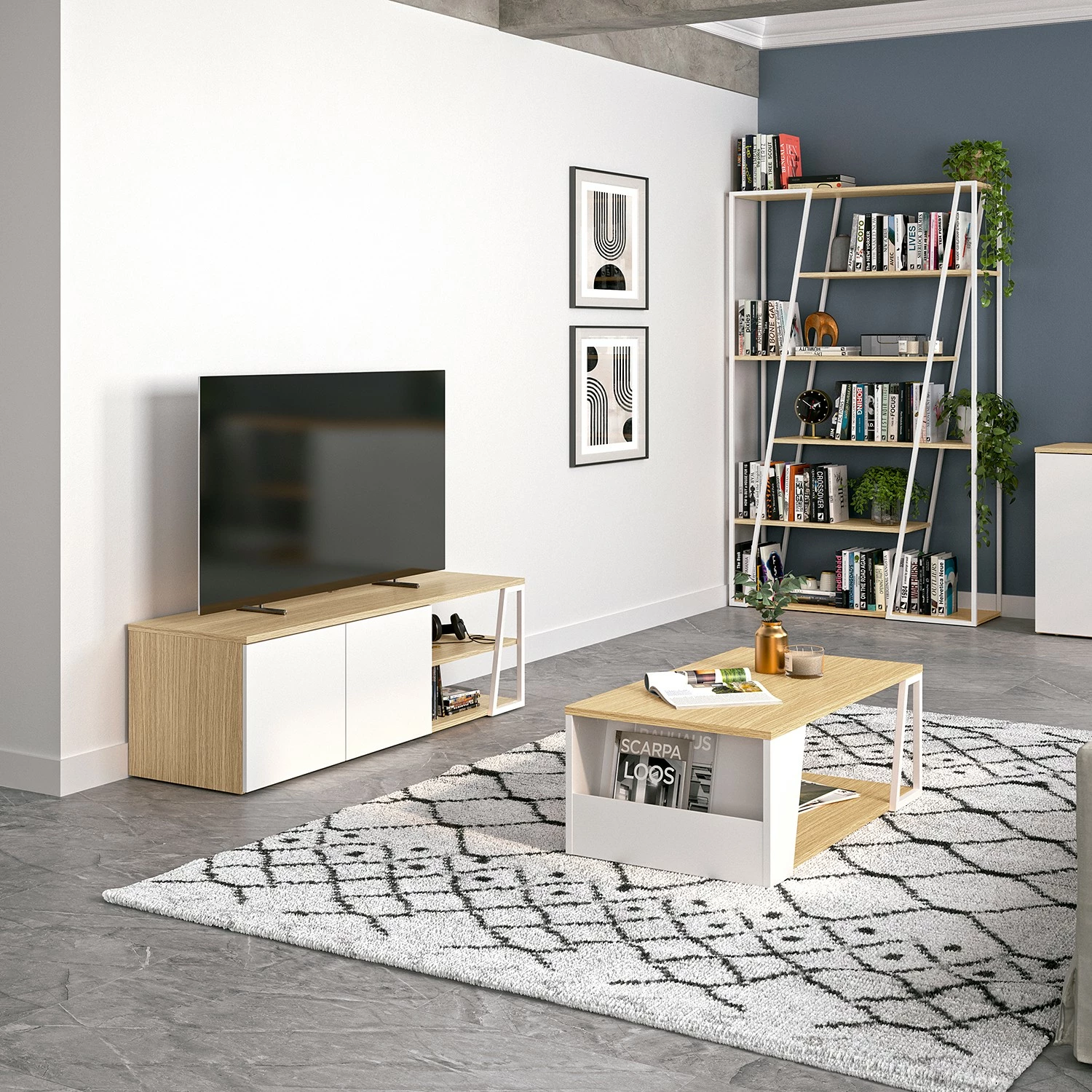 Temahome Couchtisch Albi - Echtholzfurnier - Eiche / Weiß 2 Temahome Couchtisch Albi - Echtholzfurnier - Eiche / Weiß – Bild 2