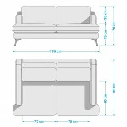 Studio Copenhagen Sofa Vieux Bourg (2,5-Sitzer) - Flachgewebe Nona: Anthrazit -Wohnzimmermöbel boutique en ligne 1000256577 210809 09092300092 SKETCH DETAILS P000000001000256577 sketch