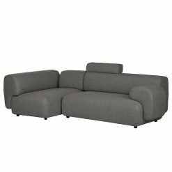 Bizzarto Ecksofa Imbert - Webstoff Sogol: Dunkelgrau - Ottomane davorstehend links