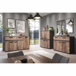 Trendteam Sideboard Stripe - Altholz Dekor / Grau -Wohnzimmermöbel boutique en ligne 1000256951 210831 16214900017 MOOD DETAILS P000000001000256951 mood