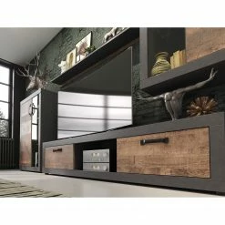 Trendteam Wohnwand Jazz (4-teilig) - Eiche Dunkel Dekor / Dunkelgrau -Wohnzimmermöbel boutique en ligne 1000256959 210409 12314000027 MOOD DETAILS P000000001000256959 mood