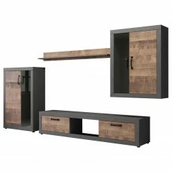 Trendteam Wohnwand Jazz (4-teilig) - Eiche Dunkel Dekor / Dunkelgrau -Wohnzimmermöbel boutique en ligne 1000256959 210409 12314500030 DETAILS P000000001000256959