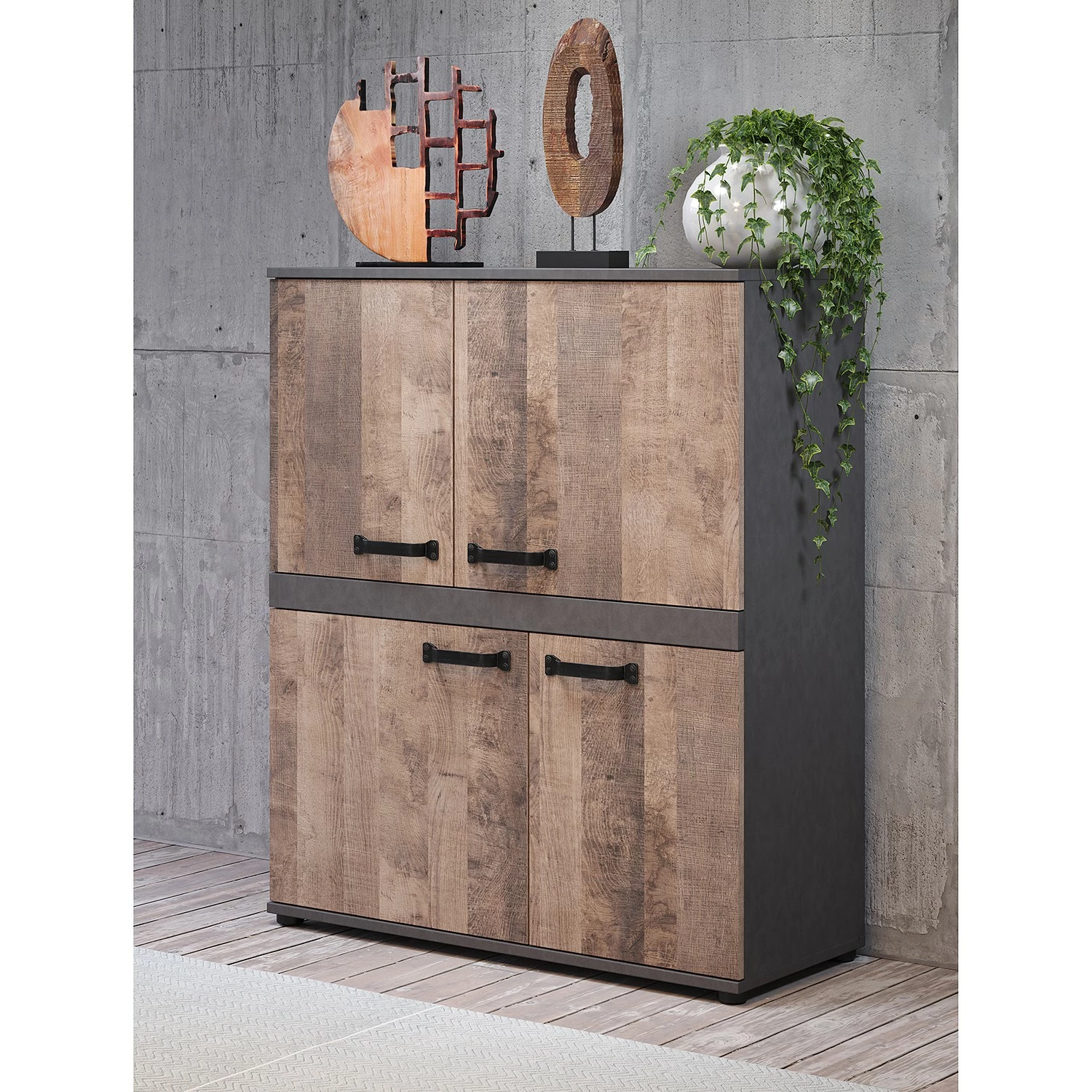 Trendteam Kommode Stripe II - Altholz Dekor / Grau 2 Trendteam Kommode Stripe II - Altholz Dekor / Grau – Bild 2