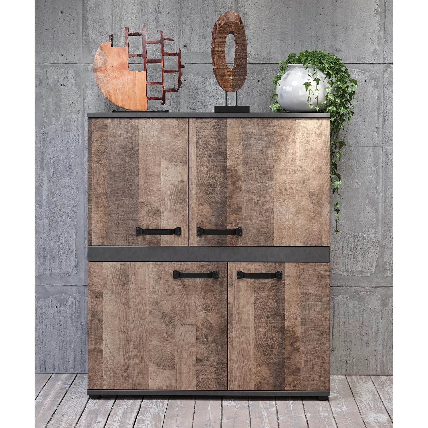 Trendteam Kommode Stripe II - Altholz Dekor / Grau 5 Trendteam Kommode Stripe II - Altholz Dekor / Grau – Bild 5