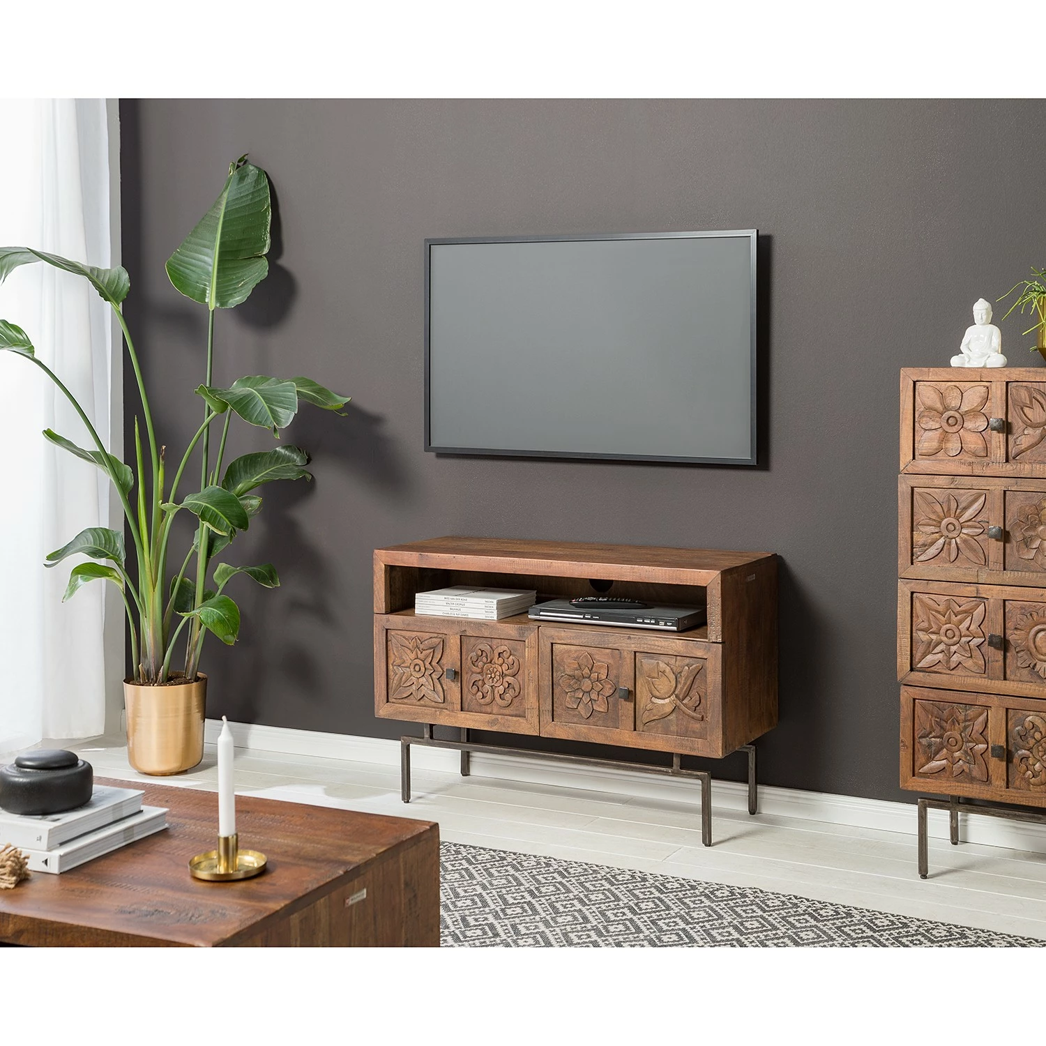 Wolf-Möbel TV-Lowboard Carving - Akazie massiv 2 Wolf-Möbel TV-Lowboard Carving - Akazie massiv – Bild 2