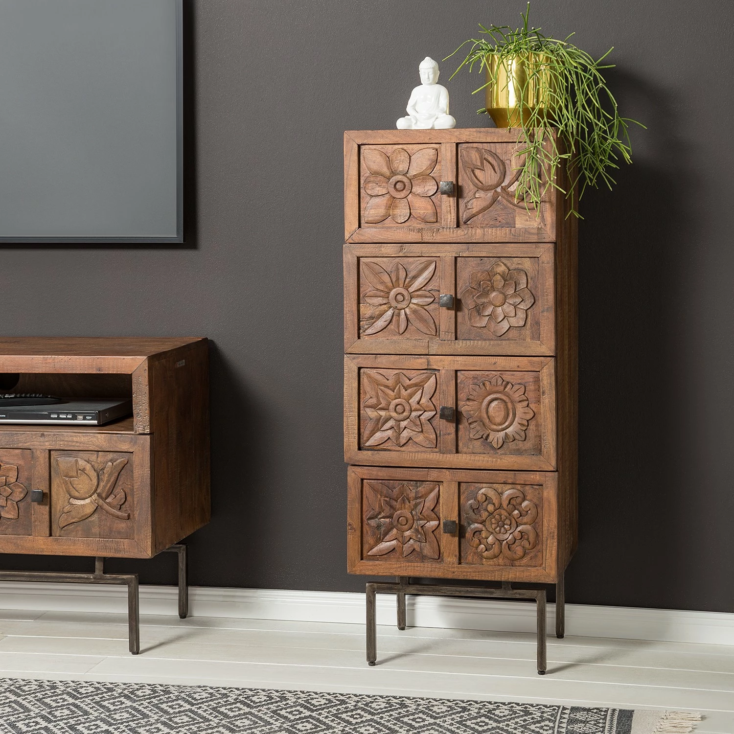 Wolf-Möbel Kommode Carving - Akazie massiv 2 Wolf-Möbel Kommode Carving - Akazie massiv – Bild 2