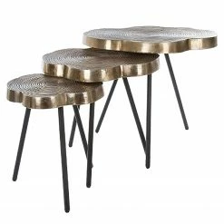 Ridgevalley Beistelltisch Pal (3er-Set) - Metall - Messing / Schwarz -Wohnzimmermöbel boutique en ligne 1000257210 210413 14405200125 DETAILS P000000001000257210