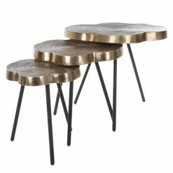 Ridgevalley Beistelltisch Pal (3er-Set) - Metall - Messing / Schwarz -Wohnzimmermöbel boutique en ligne 1000257210 210430 13014000126 DETAILS P000000001000257210