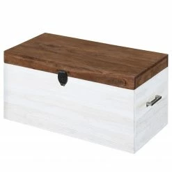 Wolf-Möbel Truhe Maison - Akazie massiv - Akazie Stone / Antik Weiß