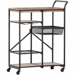 Red Living Servierwagen Nasva I - Tanne massiv / Metall - Tanne / Schwarz