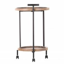 Red Living Servierwagen Nasva II - Tanne massiv / Metall - Tanne / Schwarz