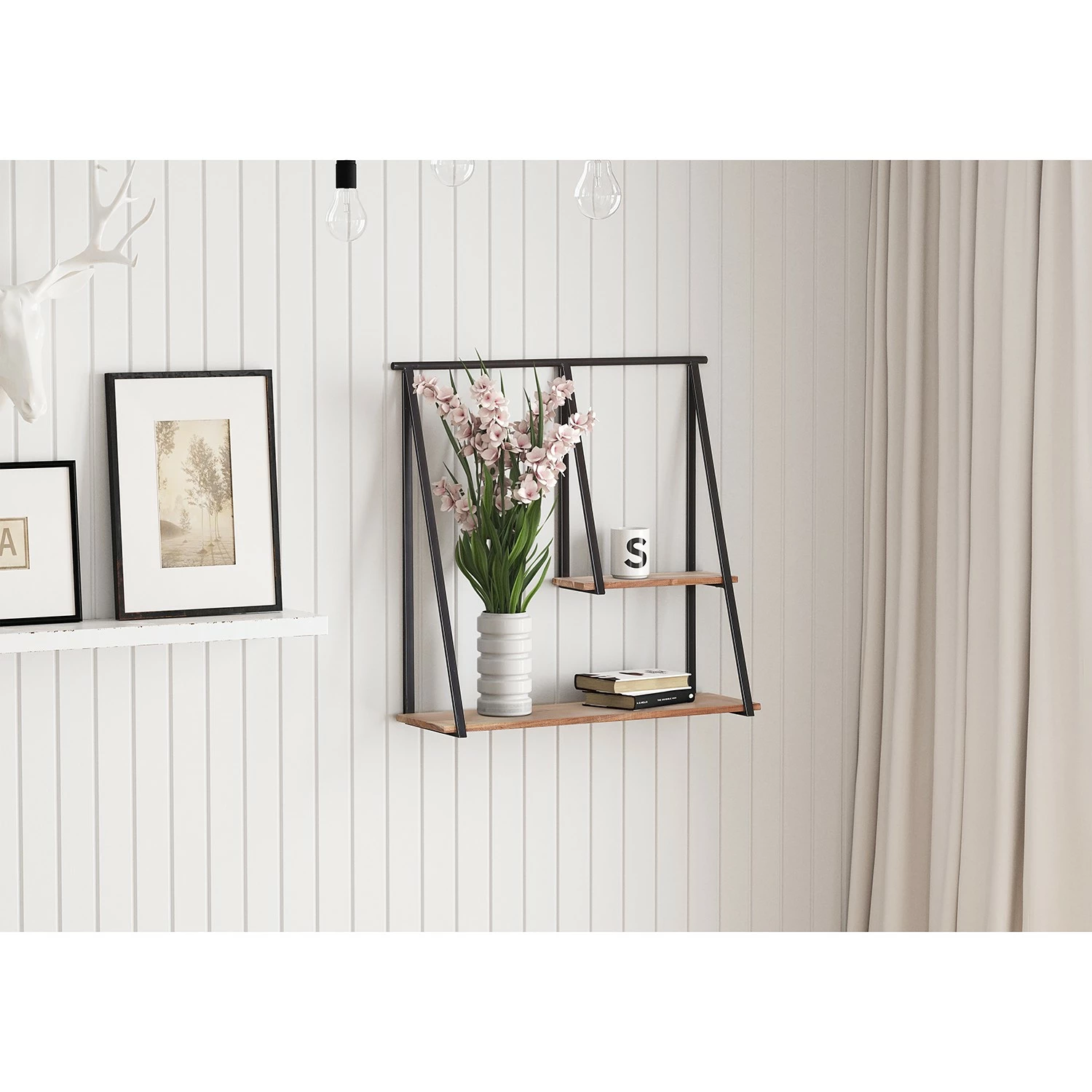 Red Living Wandregal Haina - Akazie massiv / Metall - Akazie / Anthrazit 2 Red Living Wandregal Haina - Akazie massiv / Metall - Akazie / Anthrazit – Bild 2