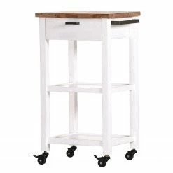 Red Living Servierwagen Pidula II - Akazie massiv / Metall - Akazie Weiß / Akazie