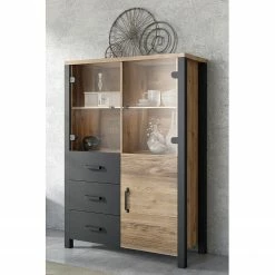 Red Living Wohnwand Velleron I (4-teilig) - Fichte Dekor / Matt Schwarz -Wohnzimmermöbel boutique en ligne 1000259841 210602 07383500002 MOOD DETAILS P000000001000259841 mood