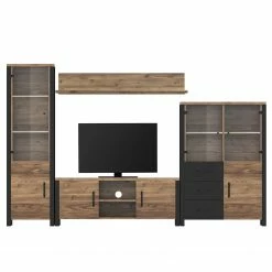 Red Living Wohnwand Velleron I (4-teilig) - Fichte Dekor / Matt Schwarz -Wohnzimmermöbel boutique en ligne 1000259841 210602 07383500003 DETAILS P000000001000259841