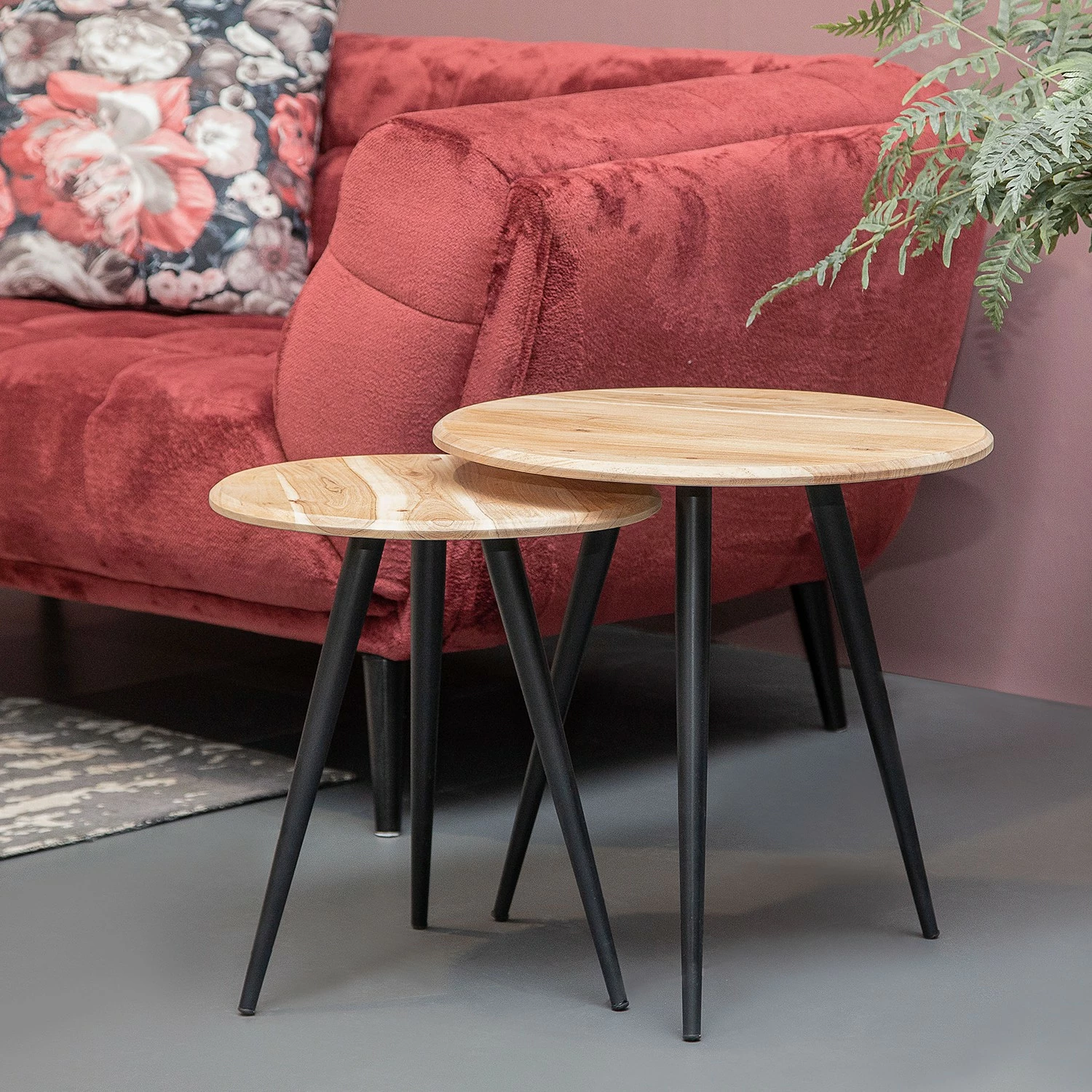 Red Living Beistelltisch Fenay V (2er-Set) - Akazie massiv / Metall - Akazie / Schwarz 3 Red Living Beistelltisch Fenay V (2er-Set) - Akazie massiv / Metall - Akazie / Schwarz – Bild 3