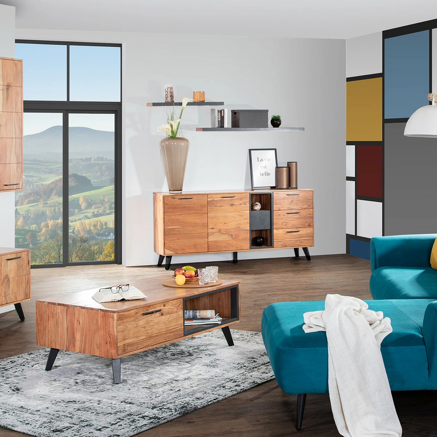 Naturoo Wandboard Manabi - Akazie massiv - Akazie / Anthrazit 2 Naturoo Wandboard Manabi - Akazie massiv - Akazie / Anthrazit – Bild 2