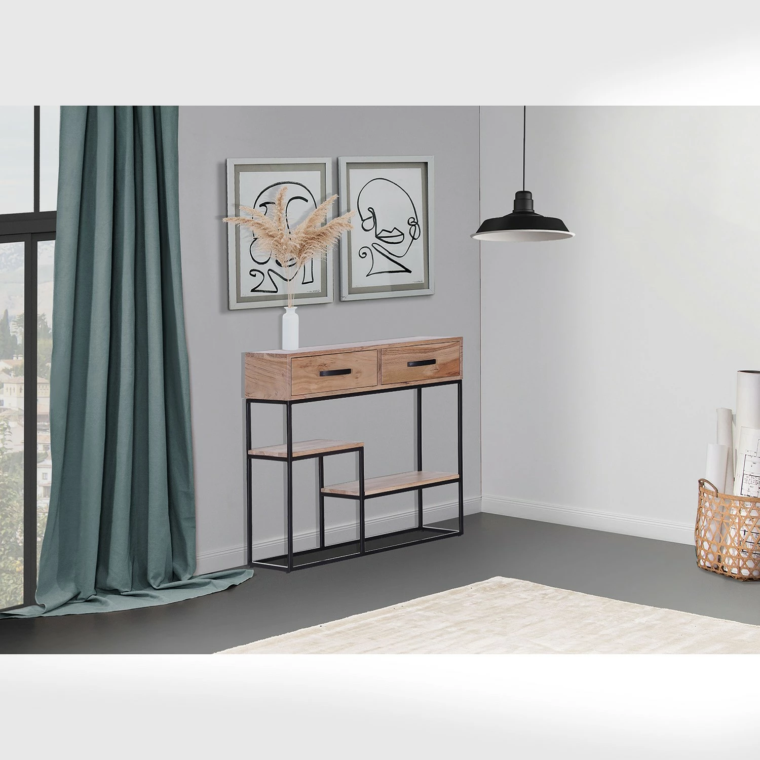 Red Living Konsolentisch Fenay II - Akazie massiv / Metall - Akazie / Schwarz 2 Red Living Konsolentisch Fenay II - Akazie massiv / Metall - Akazie / Schwarz – Bild 2