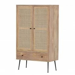 Naturoo Highboard Maardu - Rattan / Mango massiv - Beige / Mango
