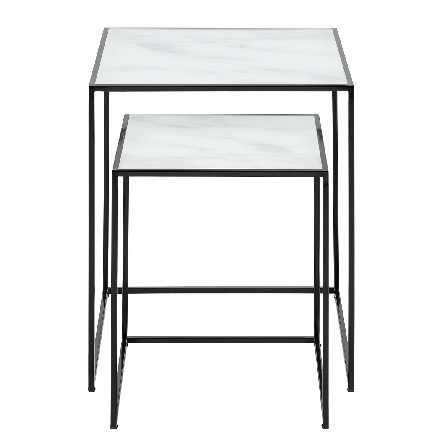 Red Living Beistelltisch Ballenita II (2er-Set) - Glas / Metall - Marmor Weiß Dekor / Schwarz 3 Red Living Beistelltisch Ballenita II (2er-Set) - Glas / Metall - Marmor Weiß Dekor / Schwarz – Bild 3