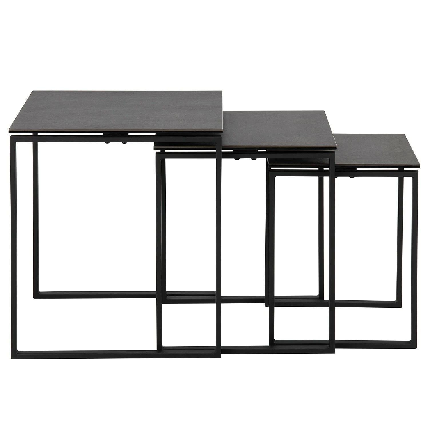 Fredriks Couchtisch Unnau IV (3-teilig) - Keramik / Metall - Schwarz 2 Fredriks Couchtisch Unnau IV (3-teilig) - Keramik / Metall - Schwarz – Bild 2