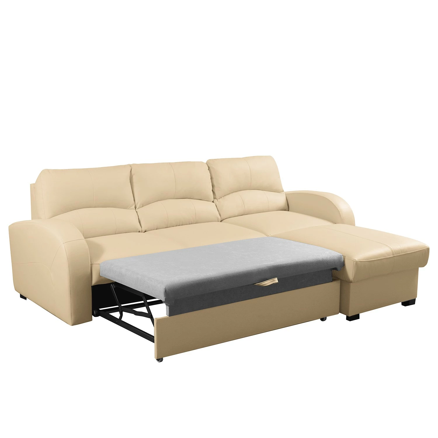 Loftscape Ecksofa Nilsia - Echtleder Mabel: Warmes Beige - Longchair davorstehend rechts - Mit Schlaffunktion 3 Loftscape Ecksofa Nilsia - Echtleder Mabel: Warmes Beige - Longchair davorstehend rechts - Mit Schlaffunktion – Bild 3