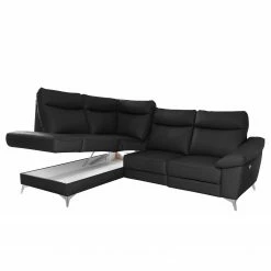 Modoform Ecksofa Nastola I - Echtleder Mabel: Schwarz - Ottomane davorstehend links -Wohnzimmermöbel boutique en ligne 1000263592 210601 15004200501 DETAILS P000000001000263592