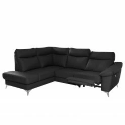 Modoform Ecksofa Nastola I - Echtleder Mabel: Schwarz - Ottomane davorstehend links -Wohnzimmermöbel boutique en ligne 1000263592 210601 15004200502 DETAILS P000000001000263592