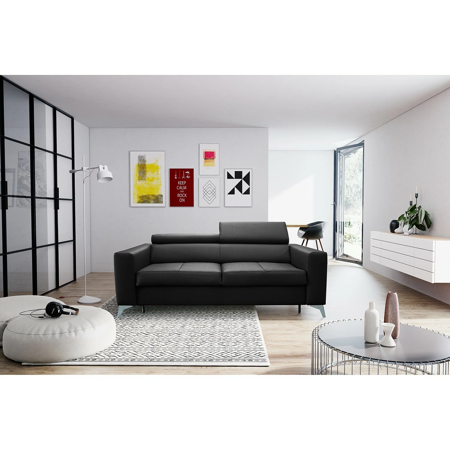 Loftscape Schlafsofa Adamo - Echtleder Mabel: Schwarz - Mit Schlaffunktion 2 Loftscape Schlafsofa Adamo - Echtleder Mabel: Schwarz - Mit Schlaffunktion – Bild 2